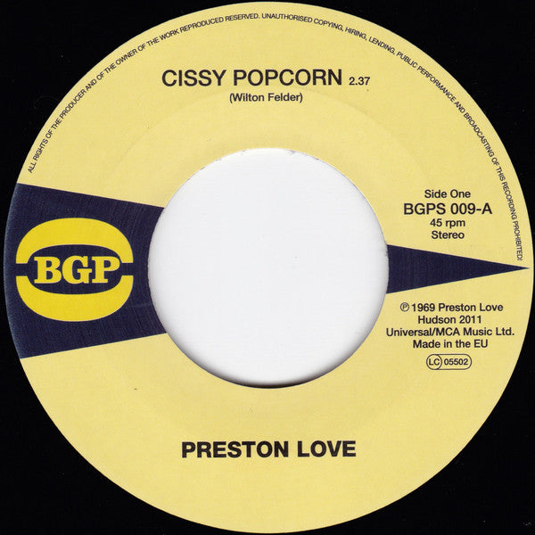 PRESTON LOVE / BRENDA GEORGE (プレストン・ラブ / ブレンダ・ジョージ) - Cissy Popcorn / I Can't Stand It (UK Ltd.Reissue 7"/New)