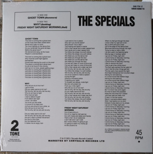 SPECIALS, THE (ザ・スペシャルズ) - Ghost Town (UK 限定40周年記念再発 7"/ New)
