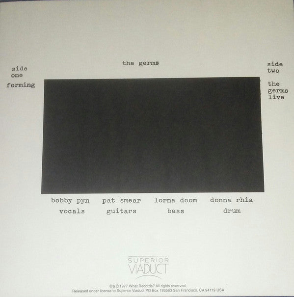 GERMS, THE (ザ・ジャームス) - Forming (US Ltd.Green Vinyl 7" / New)
