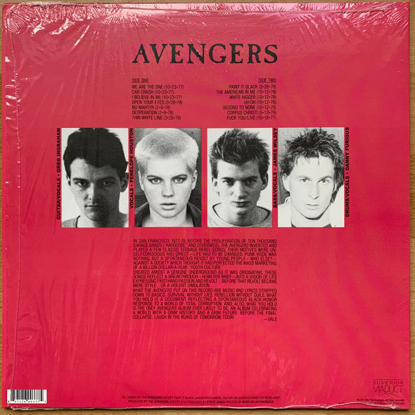 AVENGERS (アヴェンジャーズ) - Avengers (US「正規」限定プレス再発LP / New) サンフランシスコのクラシック'77パンク !