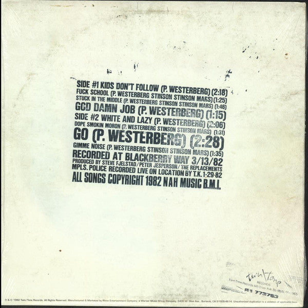 REPLACEMENTS, THE (ザ・リプレイスメンツ) - Stink - "Kids Don't Follow" Plus Seven (US Ltd.Reissue LP/ New)