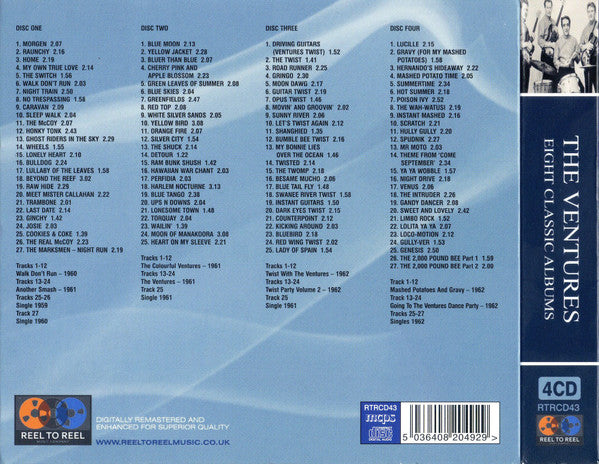 VENTURES (ベンチャーズ) - Eight Classic Albums (EU 限定再発デジパックCDx4枚組/New) '60〜'62年デビューから8作目までの名作アルバム8枚丸々+シングル曲を4枚のCDに収録したお徳再発!
