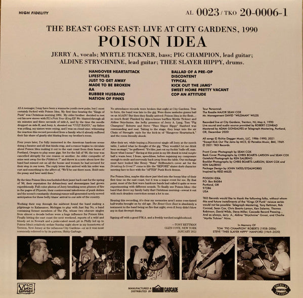 POISON IDEA (ポイズン・アイデア) - The Beast Goes East (US 800枚限定「黒盤」LP/ New) ブックレット&ポスター付き!