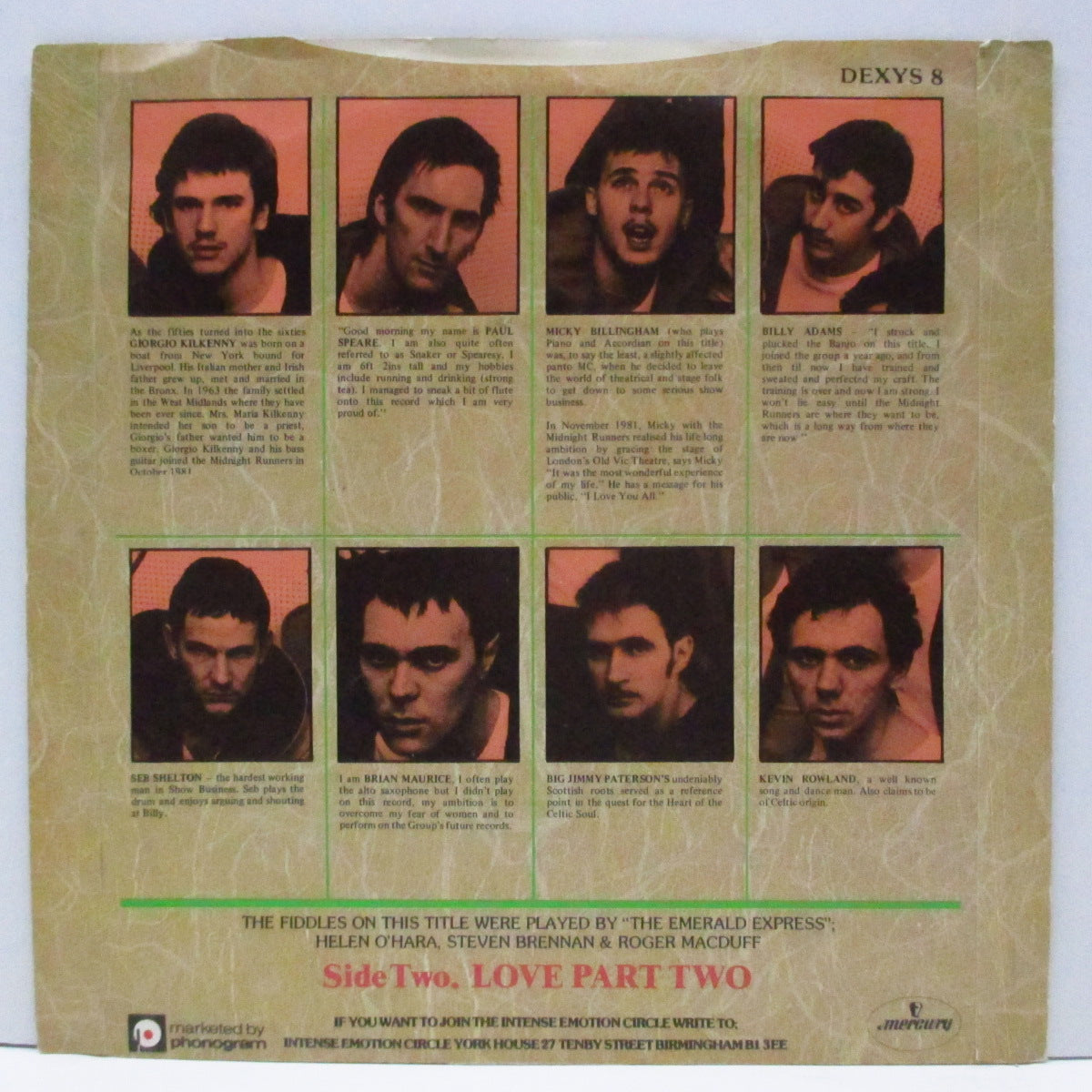 DEXYS MIDNIGHT RUNNERS (デキシーズ・ミッドナイト・ランナーズ)  - The Celtic Soul Brothers (UK オリジナル「銀プラ、フラットセンター ラベ 7"/光沢ソフト紙折り返ジャケ)