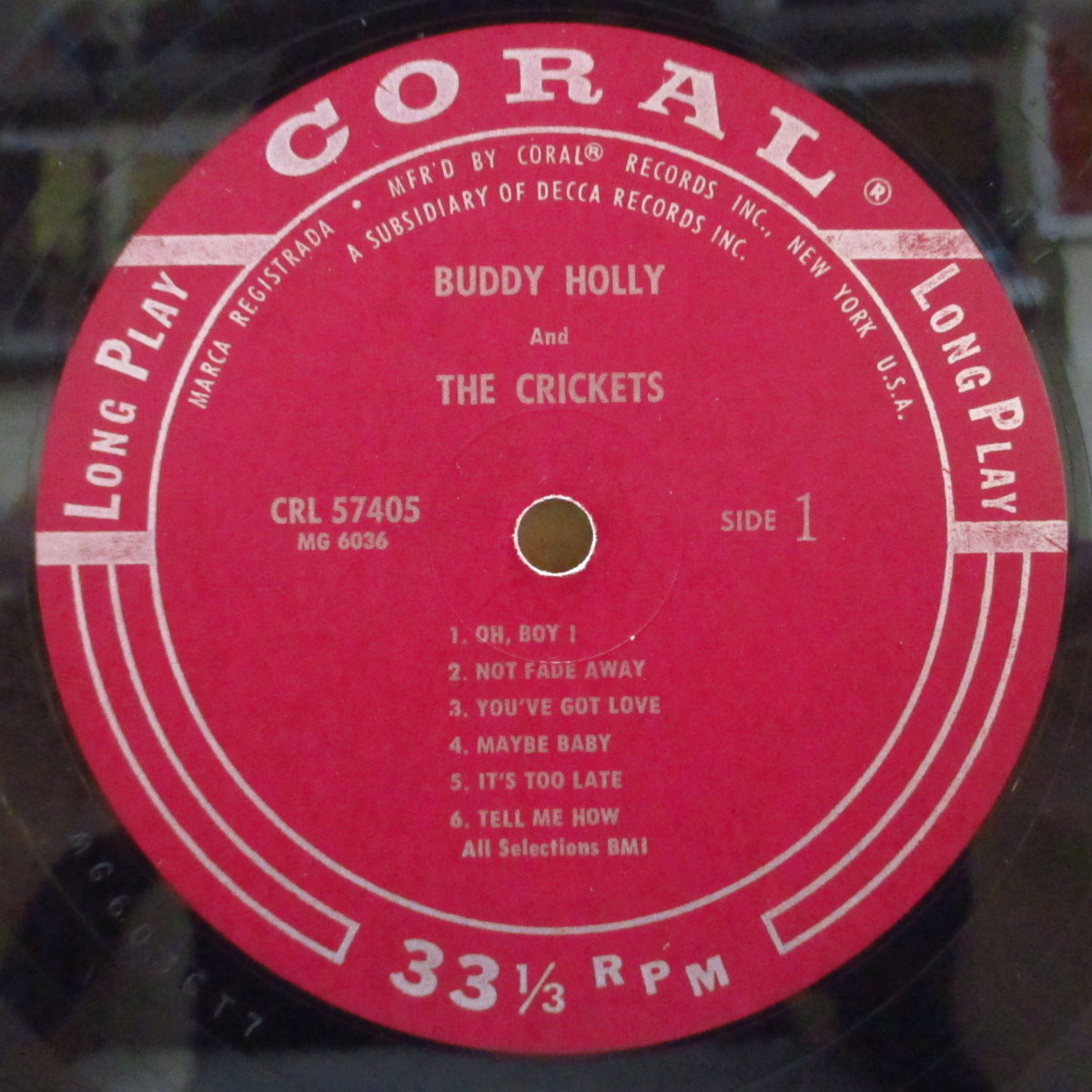 BUDDY HOLLY (THE CRICKETS) (バディ・ホリー & ザ・クリケッツ)  - Buddy Holly & The Crickets (US '62 初回再発「マルーン・ラベ」モノラルLP) The Chirping Crickets」の別ジャケ、別タイトル再発