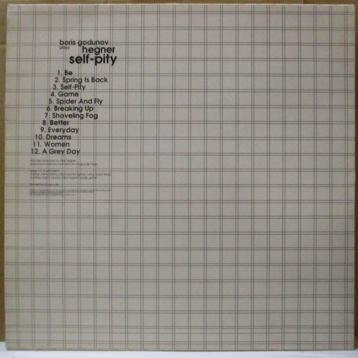 BORIS GODUNOV PLAYS HEGNER (ボリス・ゴドゥノフ・プレイズ・ヘグナー)  - Self-Pity (Japan オリジナル LP) '03年アルバム