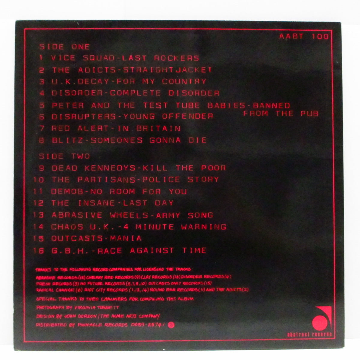 V.A. (UK 80'sハードコア・コンピ)  - Punk And Disorderly (UK 80's限定再発「青ラベ」レッドヴァイナル LP/「赤ロゴ」ジャケ）