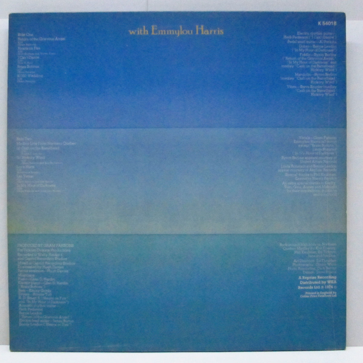 GRAM PARSONS (グラム・パーソンズ)  - Grievous Angel (UK '76 再発 B面「Wロゴ有ラベ」LP/光沢ジャケ) 遺作となったソロ2作目！