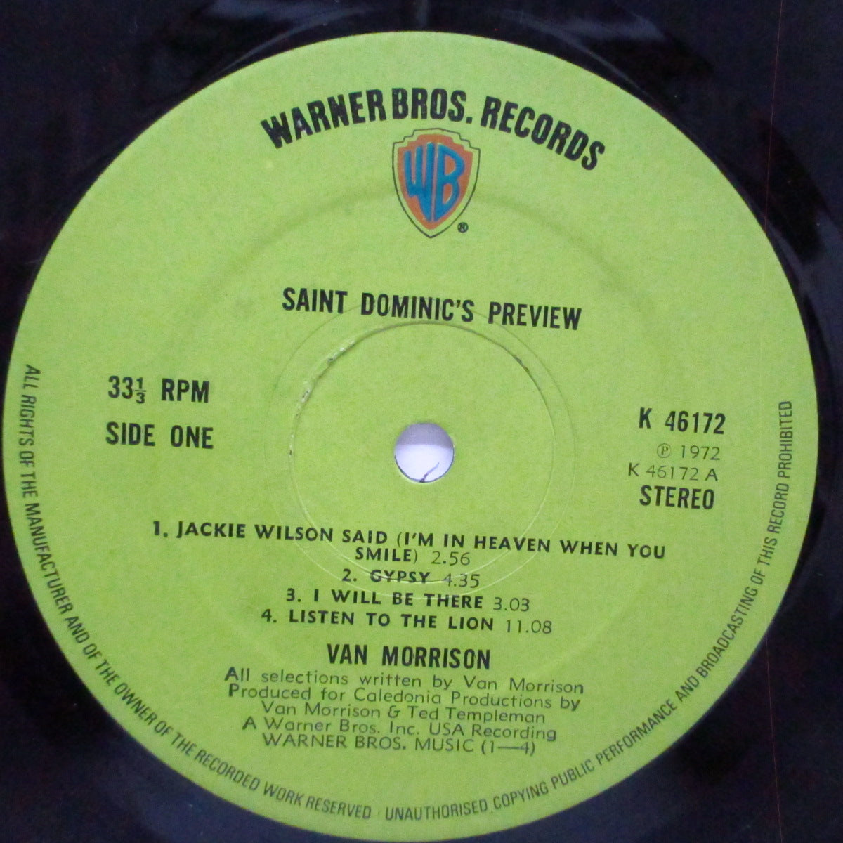 VAN MORRISON (ヴァン・モリソン)  - Saint Dominic's Preview (UK オリジナル「緑ラベ」LP+インサート) '72年6th アルバム！
