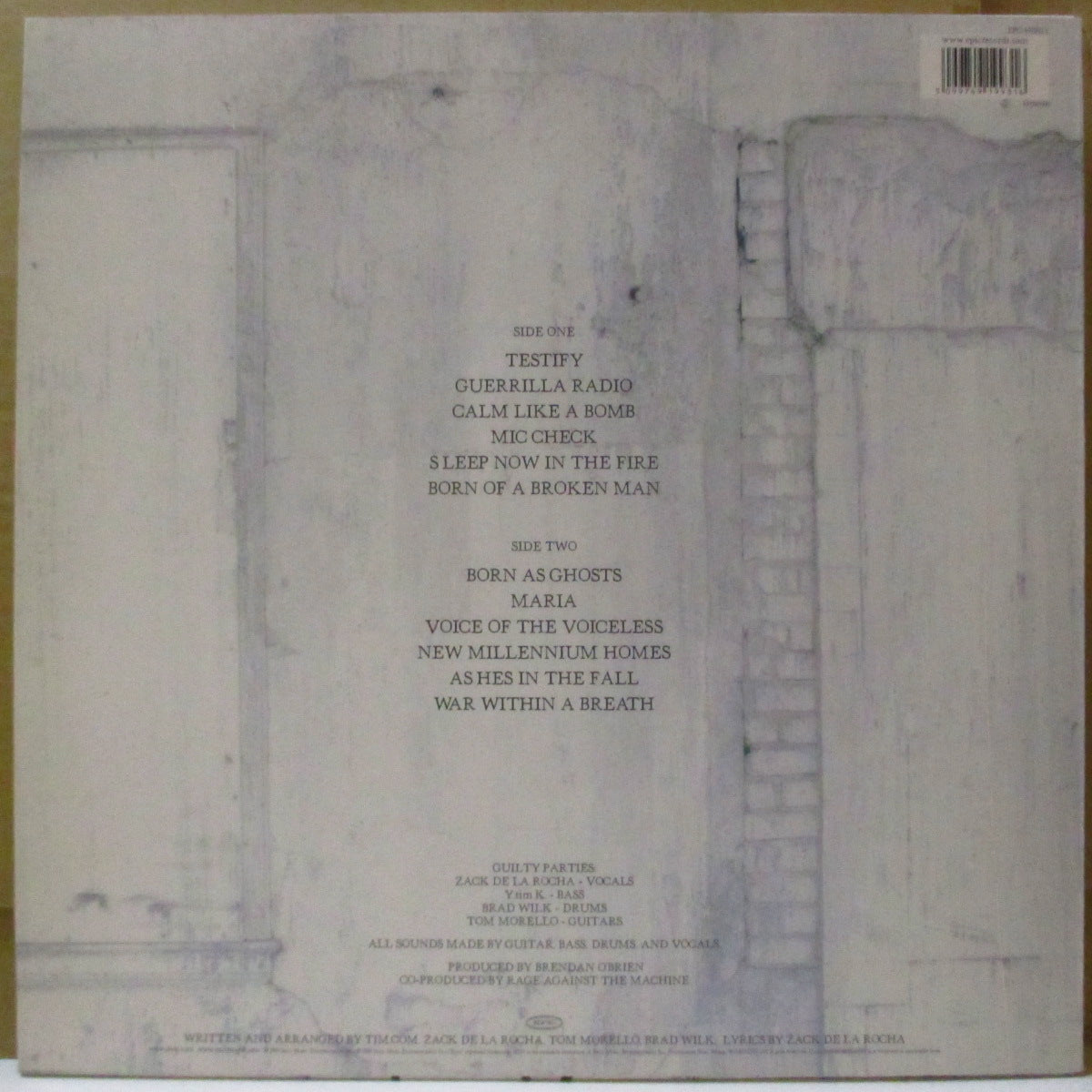 RAGE AGAINST THE MACHINE (レイジ・アゲインスト・ザ・マシーン)  - The Battle Of Los Angels (EU オリジナル LP+ソフト紙インナー) 初回品番'99年3rdアルバム！