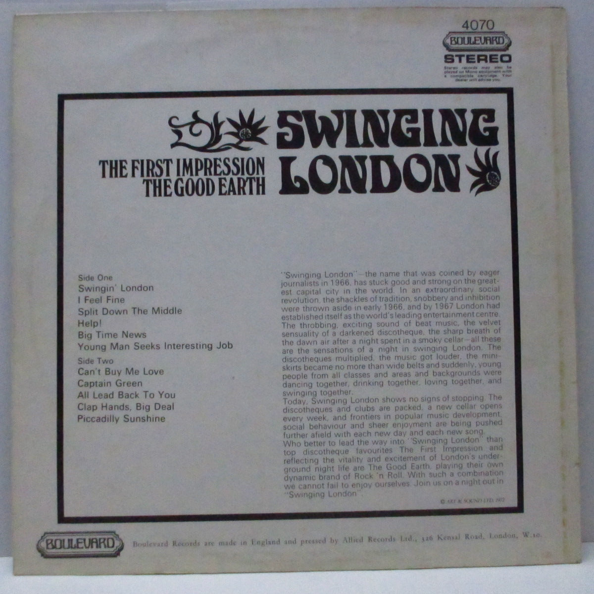 RUSS SAINTY (FIRST IMPRESSIONS) (ラス・センティ ：ファースト・インプレッションズ)  - Swinging London (UK '72 再発ステレオ LP#2+CS/Boulevard 4070)スウィンギング・ロンドン名作