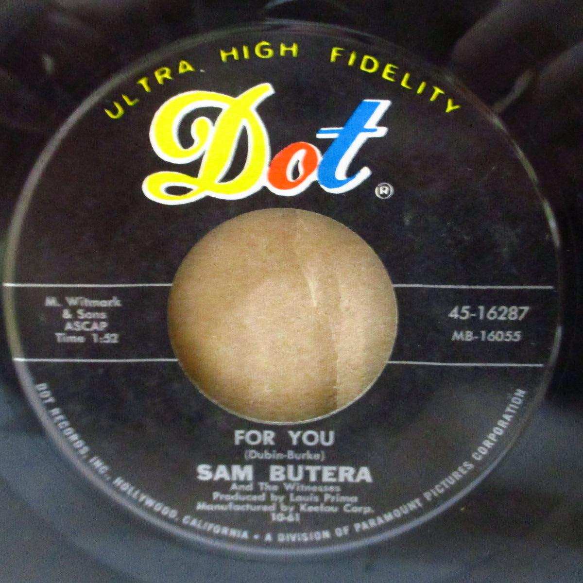 SAM BUTERA & THE WITNESSES  (サム・ビュテラ)  - I'm An Old Cowhand / For You  (US '61 オリジナル 7インチ)スウィング・ジャイバー& ラテン（マンボ調）スウィング！