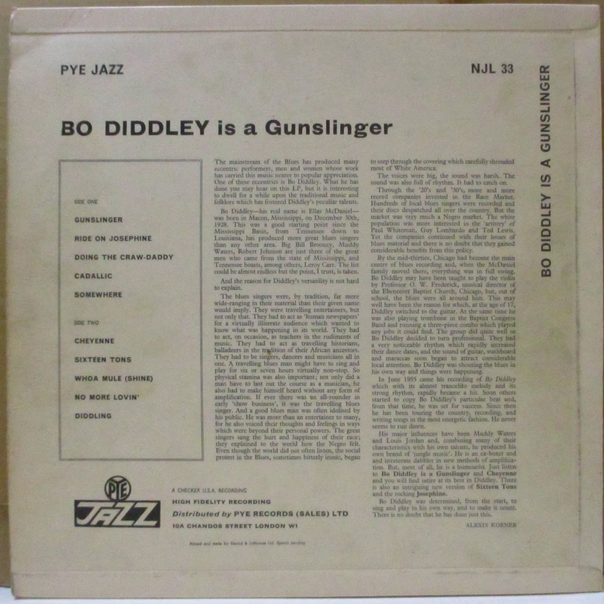 BO DIDDLEY (ボ・ディドリー)  - Bo Diddley Is A Gunslinger (UK '62 オリジナル・モノラル LP/表面コーティング3面折り返しジャケ)