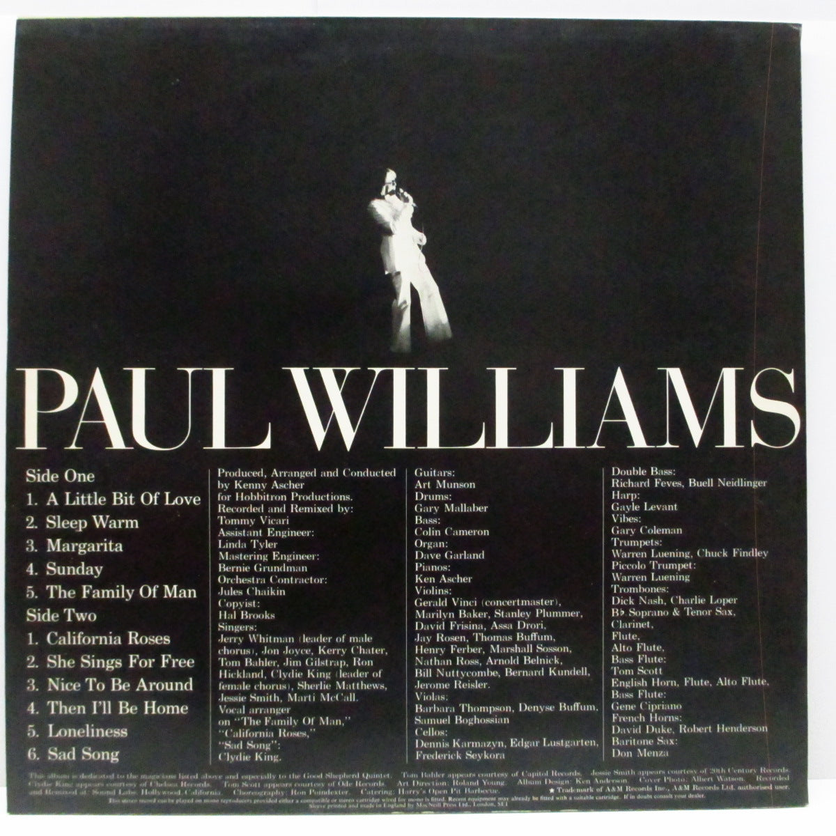 PAUL WILLIAMS (ポール・ウィリアムス)  - A Little Bit Of Love (UK オリジナル LP+インナー/AMLH63655) '74年6th アルバム！