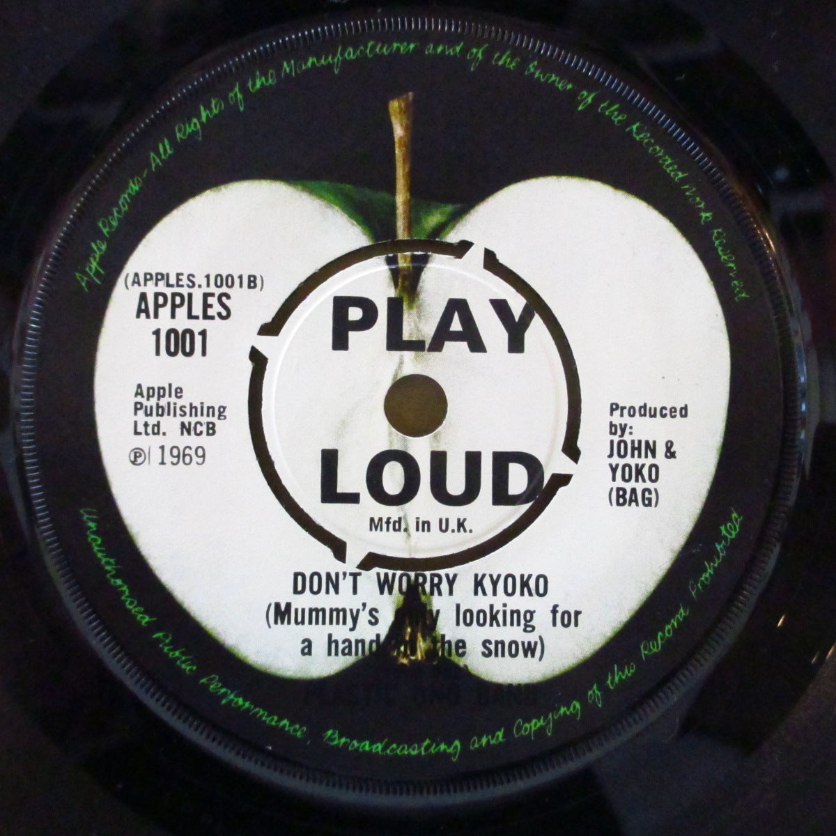 JOHN LENNON (PLASTIC ONO BAND) (ジョン・レノン (プラスチック・オノ・バンド))  - Cold Turkey (UK '69 オリジナル「ラウンドセンター 7インチ+アップル・ダイカット黒スリーブ)