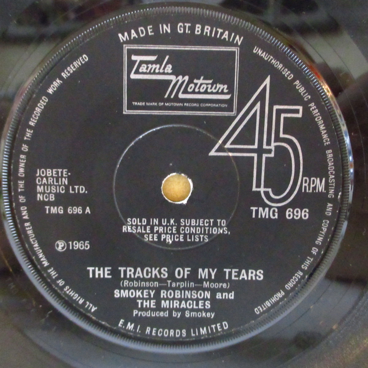 MIRACLES (SMOKEY ROBINSON & THE) (スモーキー・ロビンソン＆ザ・ミラクルズ)  - The Tracks Of My Tears (UK '69年再発「All Right＝リム・ソリッド・センター」7インチ)  ノーザン・バラッド名曲+ジャーク・ノーザン
