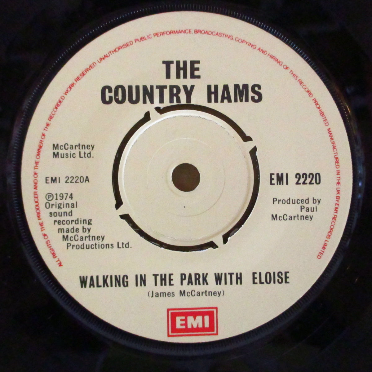 COUNTRY HAMS (PAUL McCARTNEY & THE WINGS) (ポール・マッカートニー & ウイングス)  - Walking In The Park With Eloise (UK '82 再発「ロゴ底部クリーム紙ラベ・フラットセンター」 7インチ+マットソフト紙ジャケ)