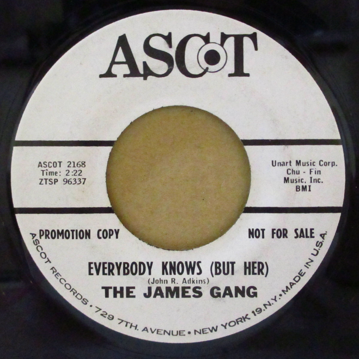 JAMES GANG, THE  (ザ・ジェイムス・ギャング)  - Everybody Knows (But Her) (US '65 プロモ・白ラベ 7インチ)フラットMOD-R&Bガレージ！