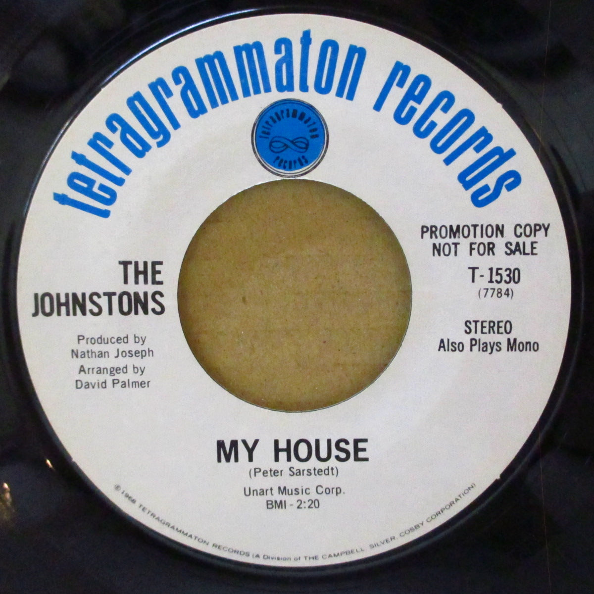 JOHNSTONS, THE (ザ・ジョンストンズ)  - The Wherefore And The Why / My House (US '69 プロモ・白ラベ7インチ)アイルランドの男女混成美メロ・フォーキーポップ
