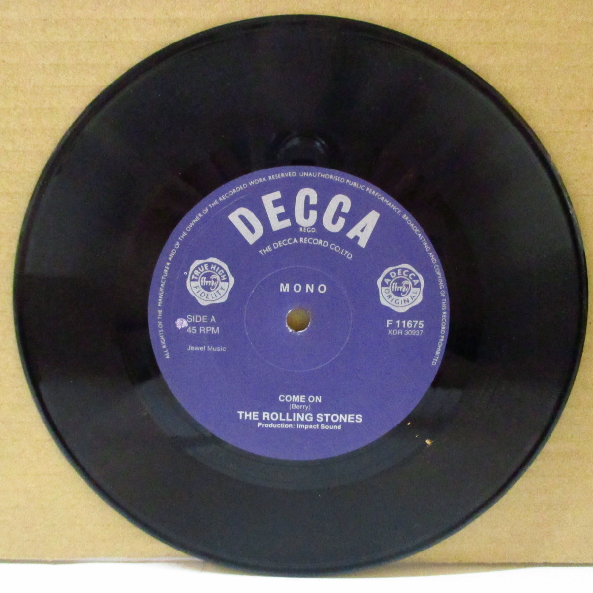 ROLLING STONES (ローリング・ストーンズ)  - Come On (UK '82 再発「青紙ラベ・フラットセンター」モノラル 7インチ) '63年デビュー・シングル！
