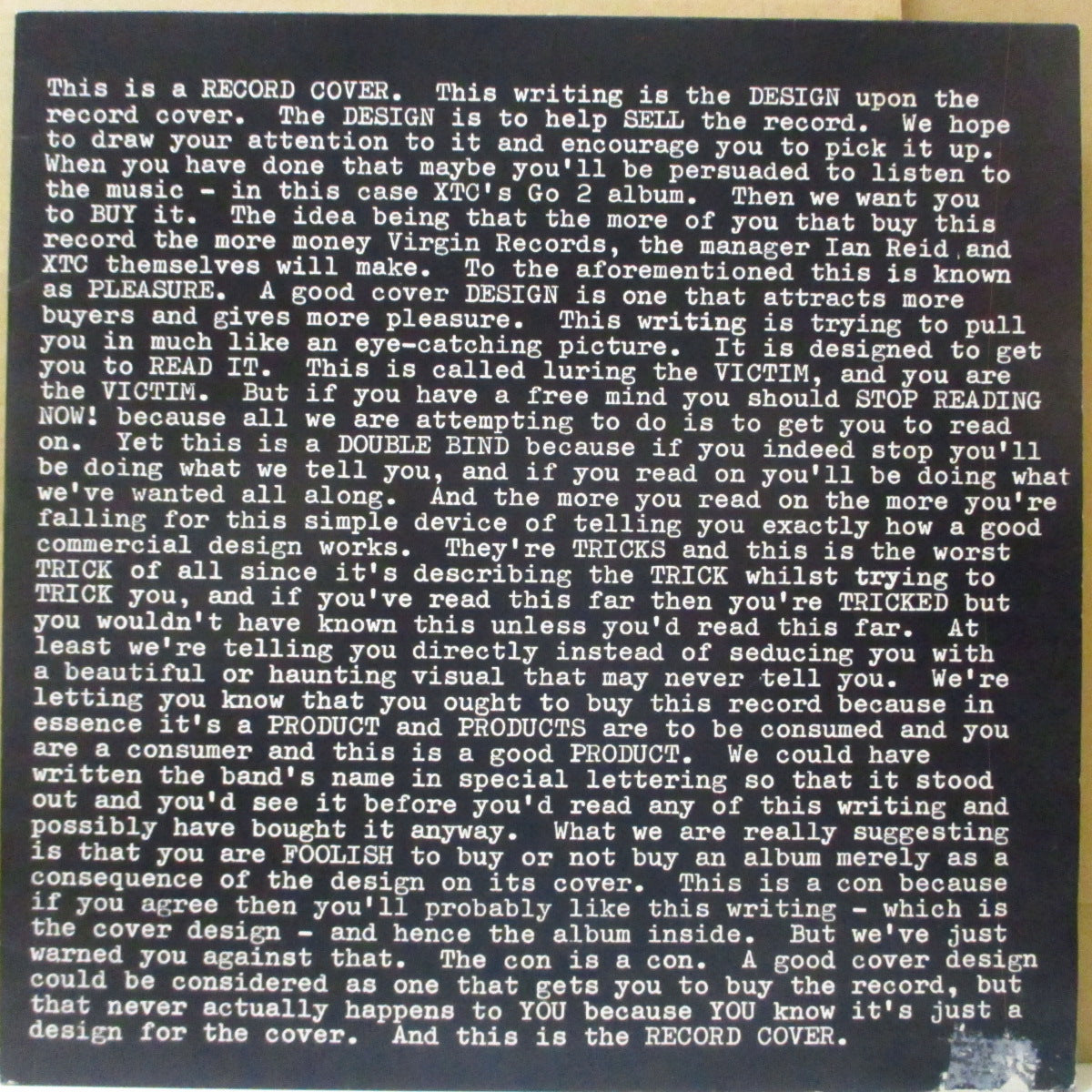XTC - Go 2 (UK '84 再発品番 "OVED 61" グリーン＆レッドラベ LP/バーコード無しジャケ ) '78年2ndアルバム