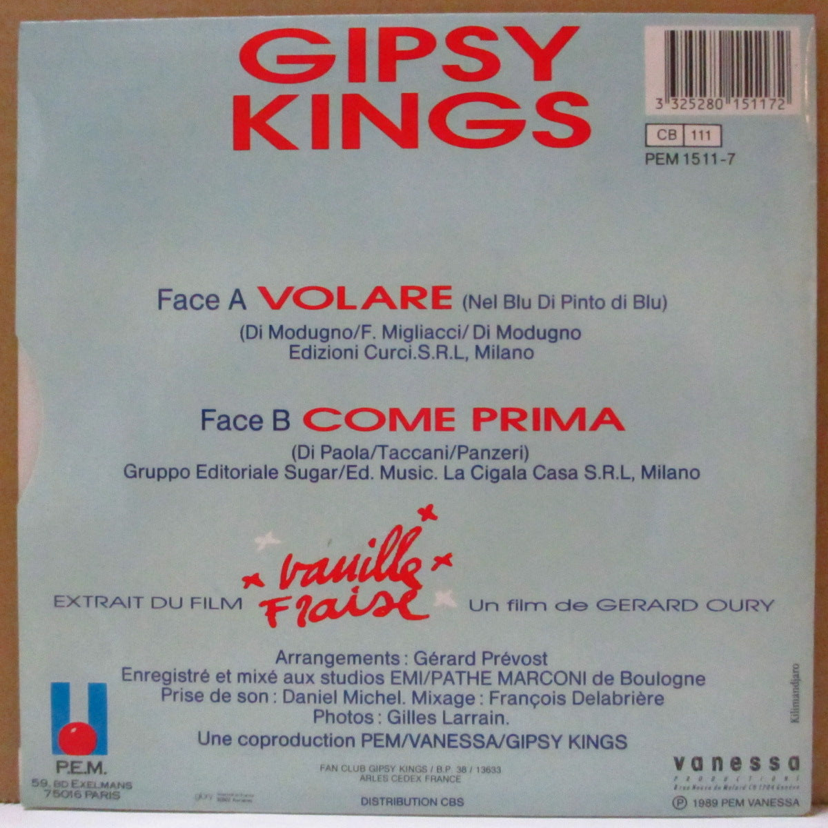 GIPSY KINGS (ジプシー・キングス)  - Volare (France '89 オリジナル 7インチ+ブルー光沢ジャケ) 大ヒットシングル！