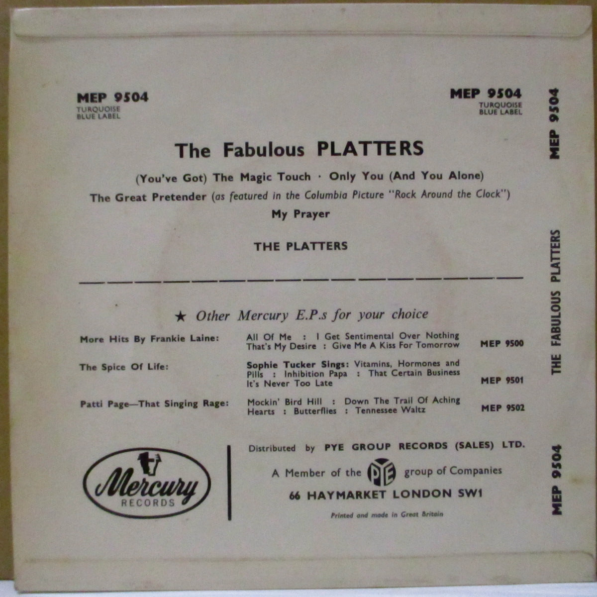 PLATTERS (ザ・プラターズ)  - The Fabulous Platters (UK '56 オリジナル 4曲入り7インチEP)