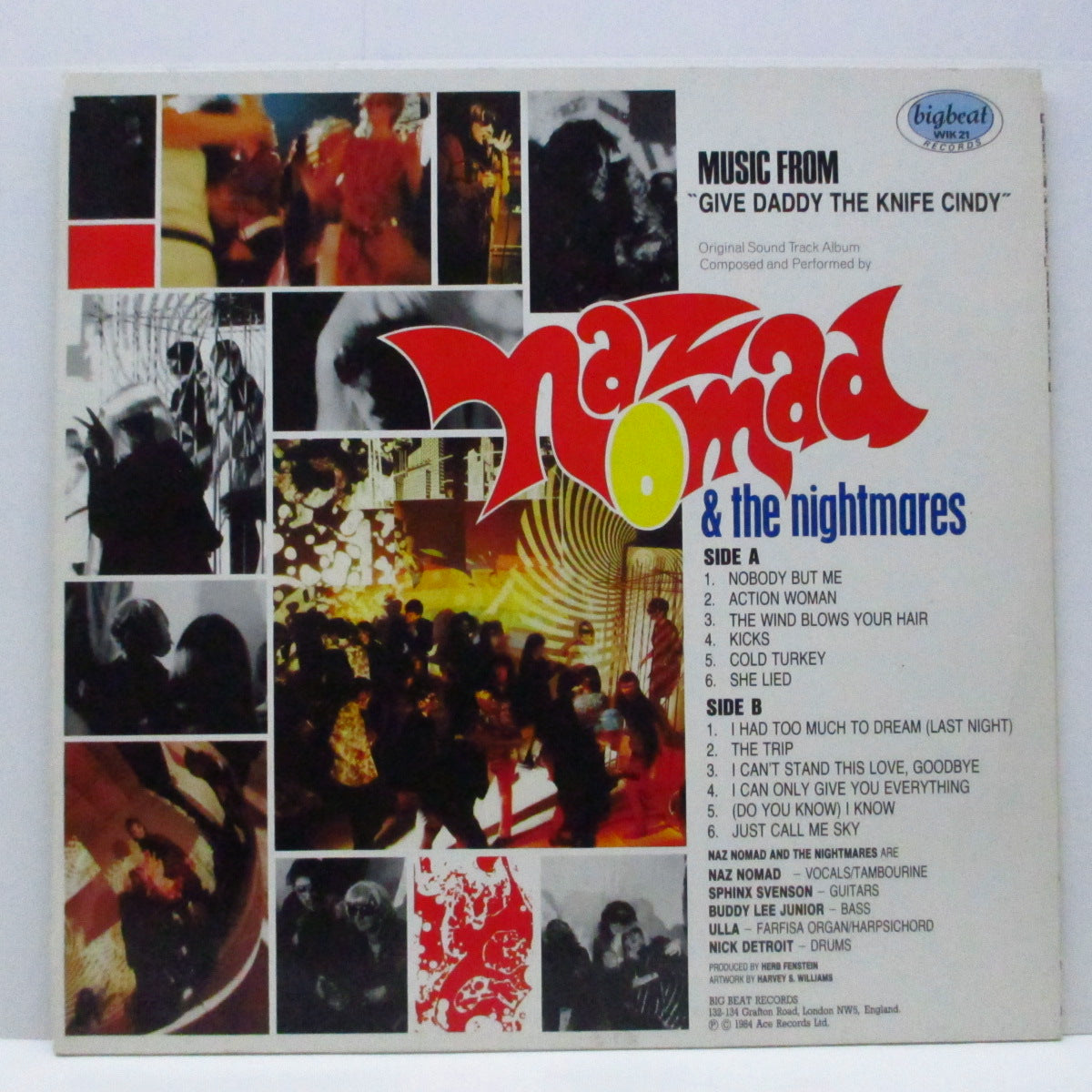 NAZ NOMAD & THE NIGHTMARES (ナズ・ノーマッド・アンド・ザ・ナイトメアズ)  - Give Daddy The Knife Cindy (UK オリジナル「黒盤」LP) キャプテン抜きダムドの変名ユニット !