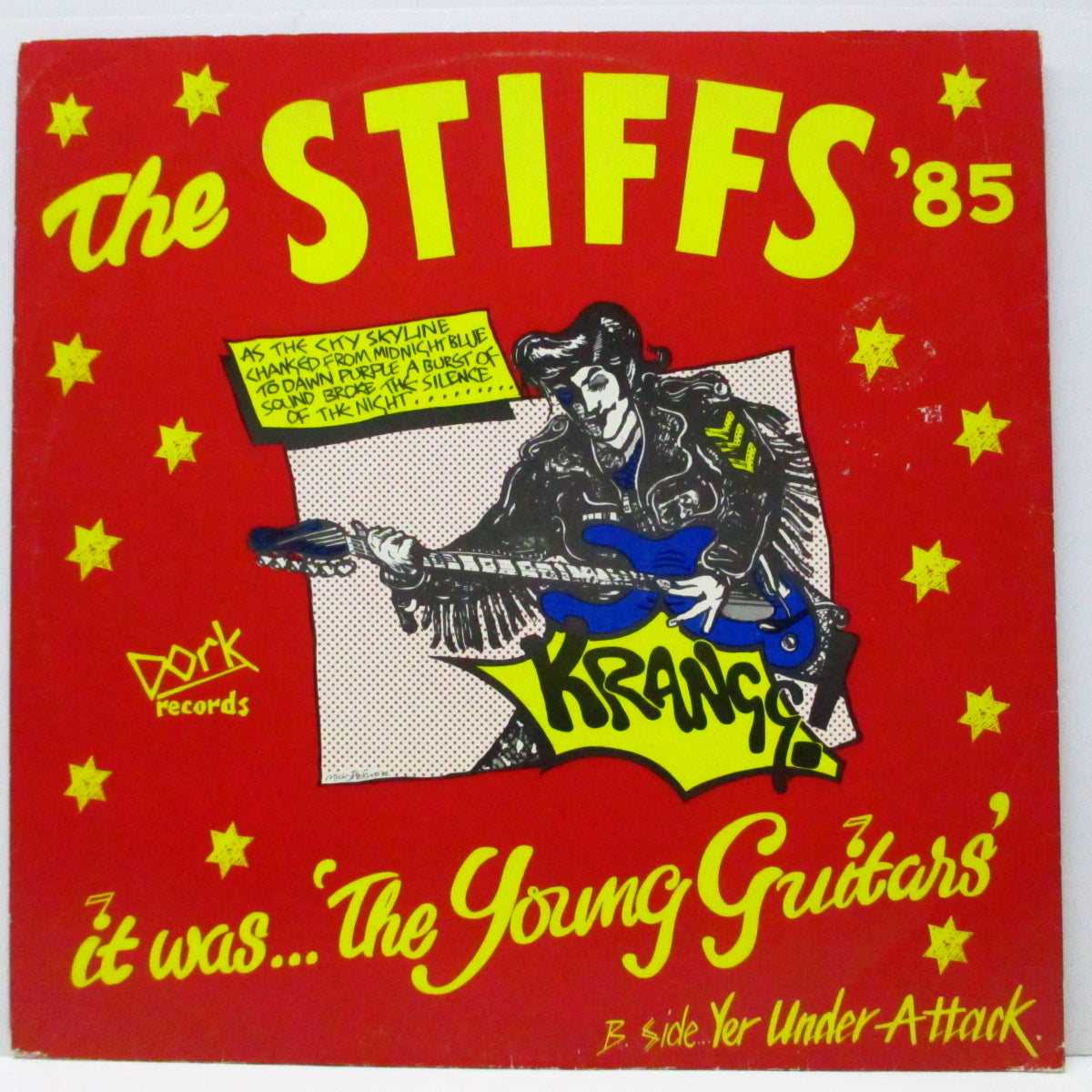STIFFS, THE (ザ ・スティッフス)  - The Young Guitars / Yer Under Attack (UK '85セカンドプレス500枚限定「赤/白ラベ」12"/赤ジャケ）ラストシングル！