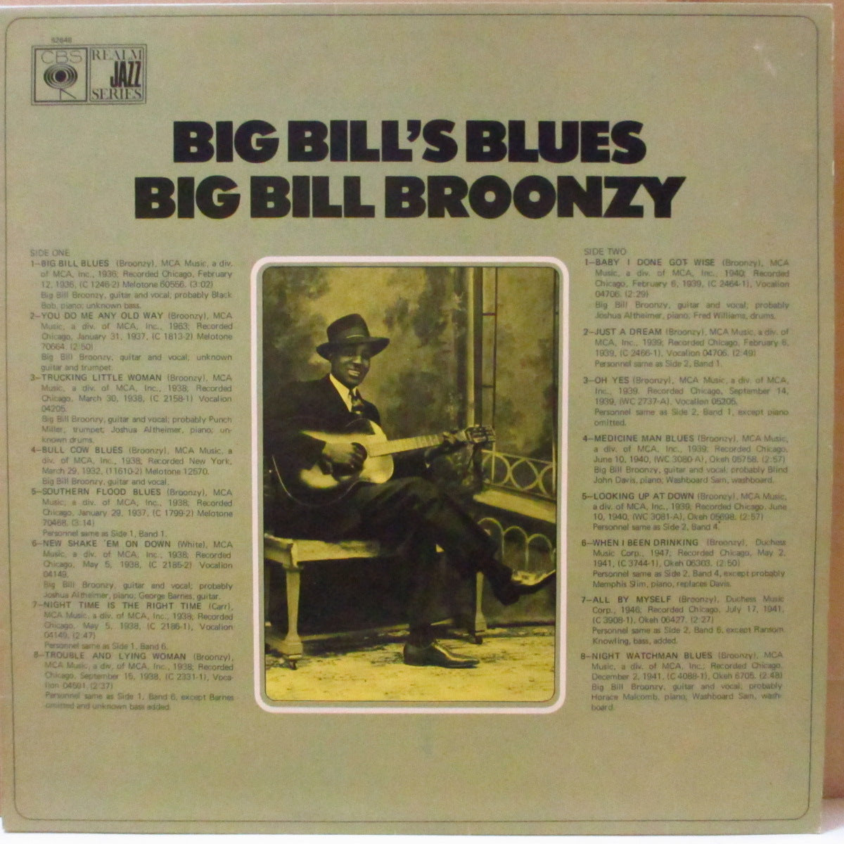 BIG BILL BROONZY (ビッグ・ビル・ブルーンジー)  - Big Bill's Blues (UK '70年代初頭再発「グリーン・ラベ ver」モノラル LP) デルタ・ブルース界巨匠'36〜'41年音源全16曲収録コンピ！