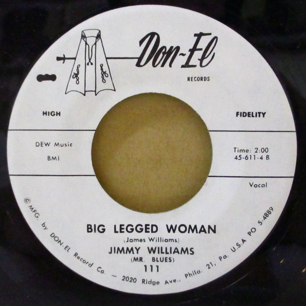 JIMMY WILLIAMS (Jimmy "Mr. Blues" Williams) (ジミー "ミスター・ブルース" ウィリアムス)  - Big Legged Woman (US '63 オリジナル 7インチ)ジョー・ターナー系アップテンポ・ジャンプ・R&Bジャイヴァー！