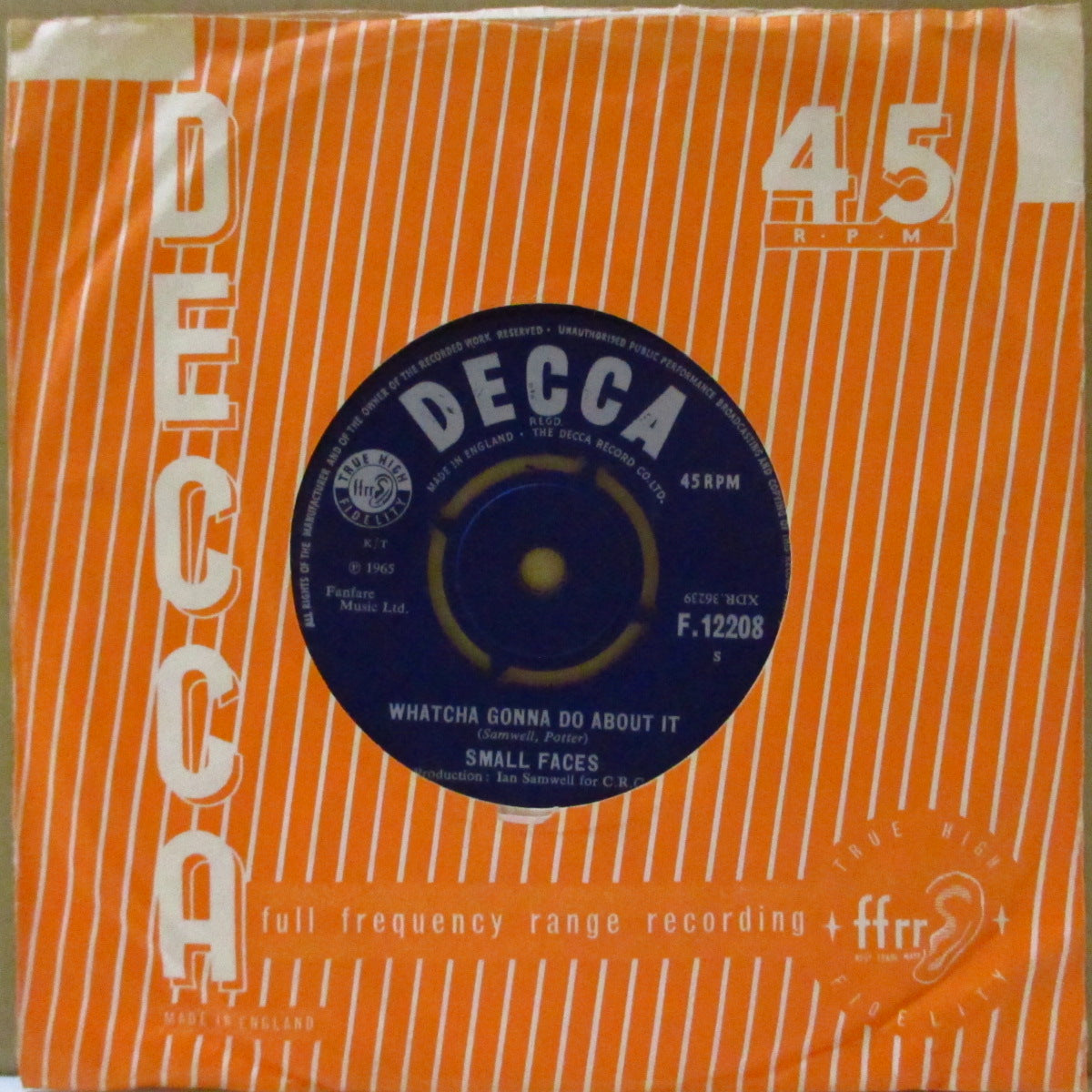 SMALL FACES (スモール・フェイセス)  - Whatcha Gonna Do About It (UK '65 オリジナル 7インチ+カンパニースリーブ)
