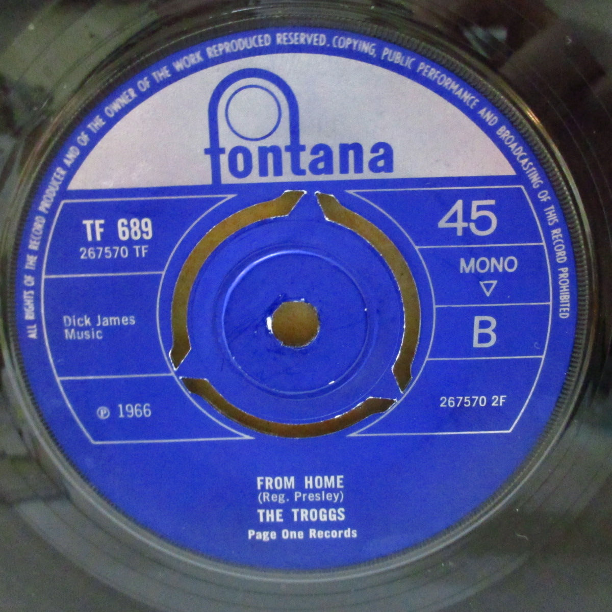 TROGGS (トロッグス)  - Wild Thing / From Home (UK '66 オリジナル「3ポイント・ラウンドセンター」モノラル 7インチ+カンパニースリーブ)
