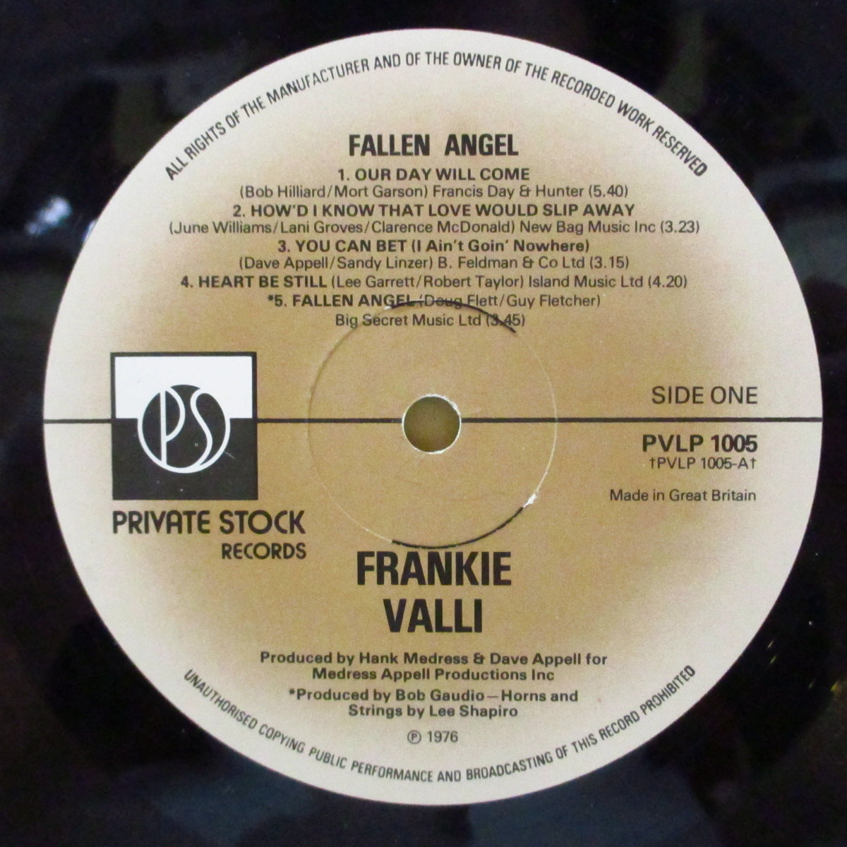 FRANKIE VALLI (フランキー・ヴァリ)  - Fallen Angel (UK '76 オリジナル LP)米盤「Our Day Will Come」の英改題作。ディスコポップ、ノーザン・クロスオーバー満載！