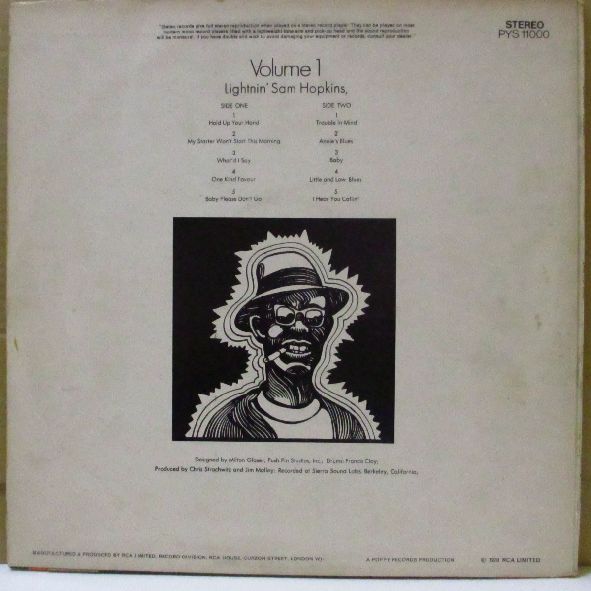 LIGHTNIN' HOPKINS (ライトニン・ホプキンス)  - Lightnin' ! Volume 1 (UK '70 オリジナル・ステレオLP) '69年録音「Lightnin' !」の英バラ売り珍盤！