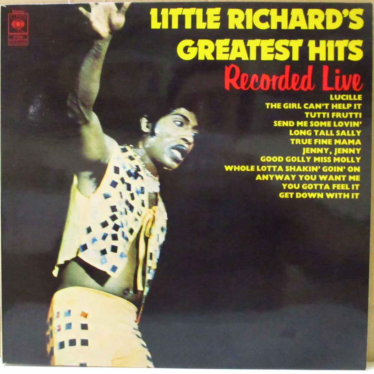 LITTLE RICHARD (リトル・リチャード)  - Little Richard's Greatest Hits Recorded Live (UK 70's 再発ステレオ LP/表面コーティング・ジャケ)'67年スタジオ・ライブ！英国別デザインジャケ。