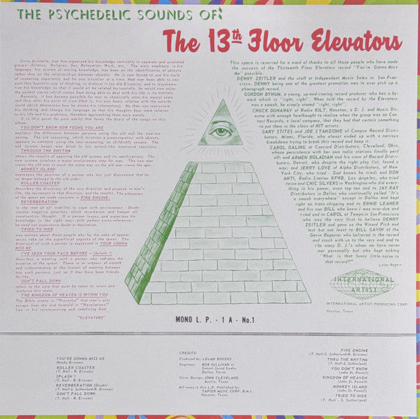 13TH FLOOR ELEVATORS (サーティース・フロア・エレヴェーターズ)  - The Psychedelic Sounds Of (EU 限定再発ハーフスピード・リマスター「モノラル」LP/New)'66年デビューアルバム！