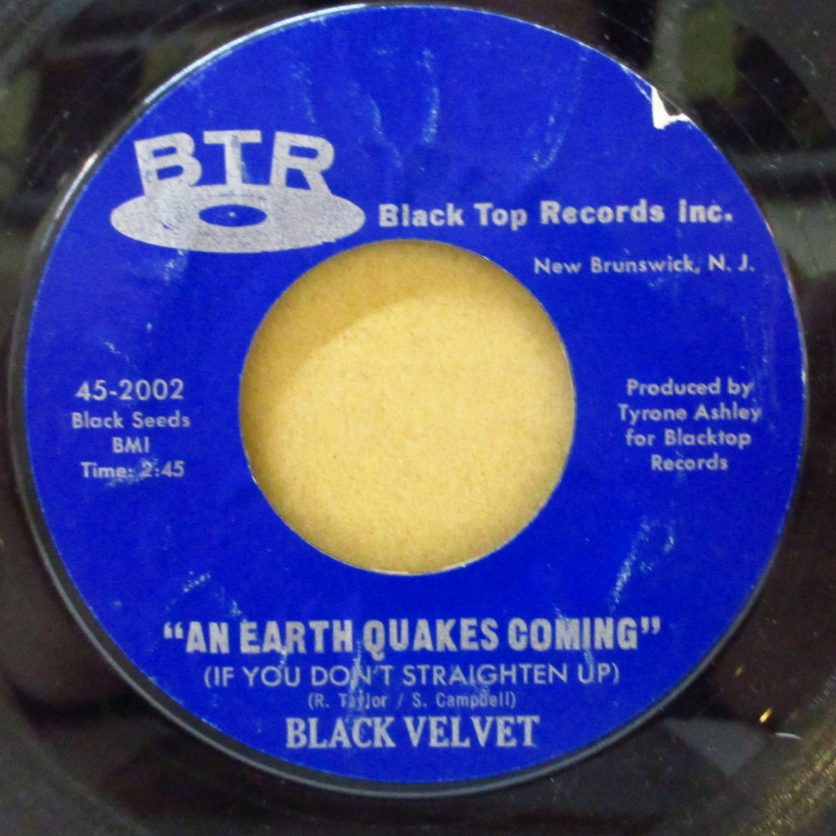 BLACK VELVET (ブラック・ヴェルヴェット)  - An Earth Quakes Coming (If You Don't Straighten Up) (US '72 オリジナル 7インチ+当時の白スリーブ)鬼レア、シスター・ファンク！