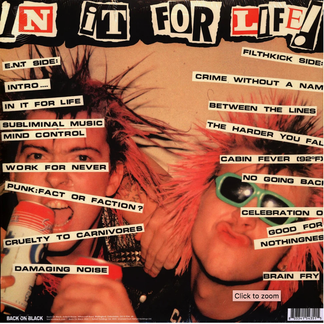 EXTREME NOISE TERROR / FILTH KICK (エクストリーム・ノイズ・テラー / フィルスキック)  - In It For Life (UK 限定再発「クリアヴァイナル」LP/ New)