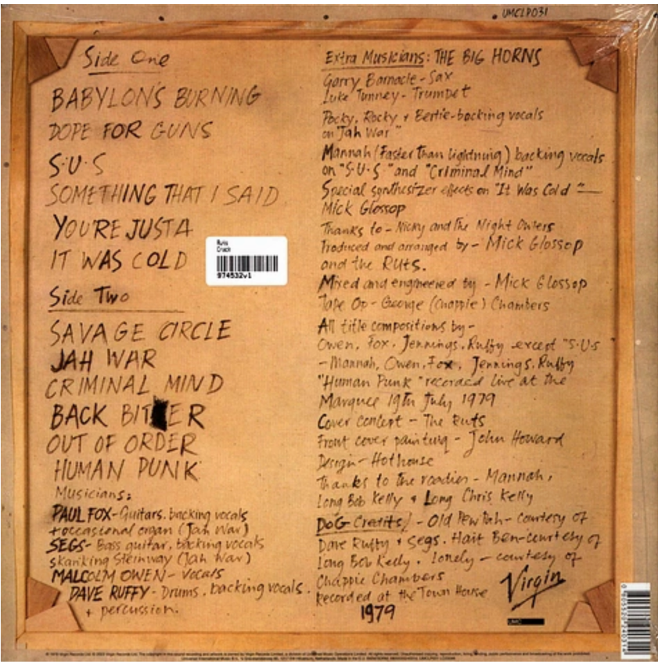 RUTS (ラッツ)  - The Crack (EU 「正規」限定プレス再発 LP/ New)  '79年ファーストアルバム !