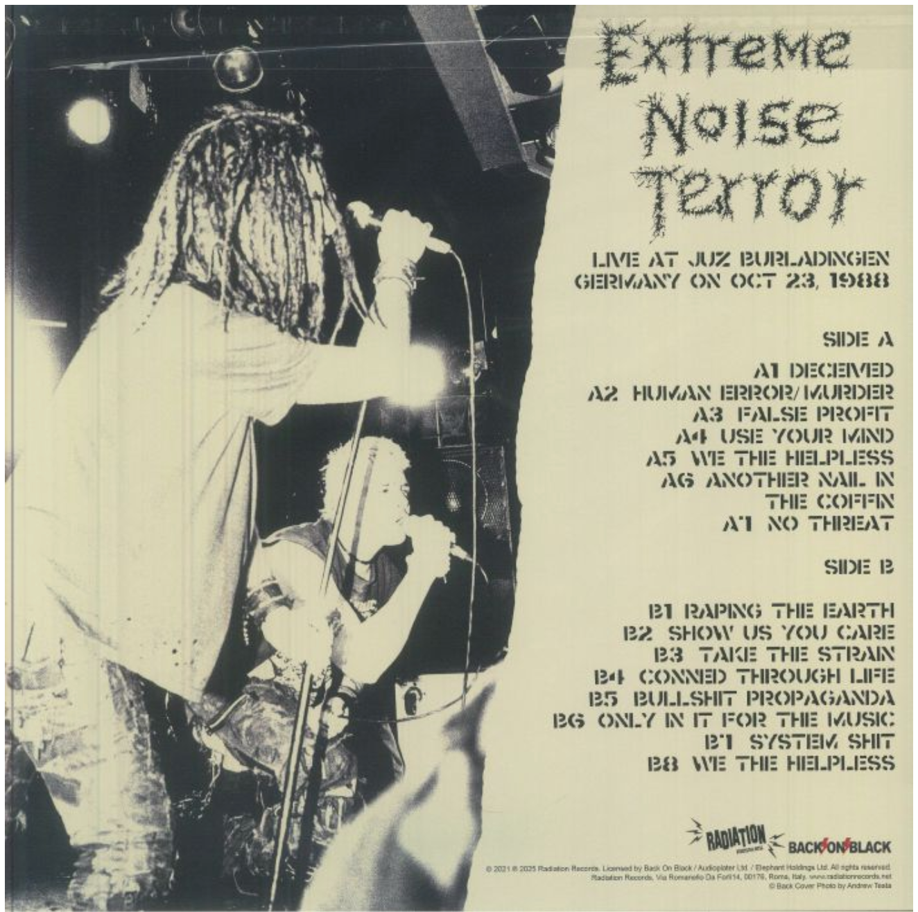 EXTREME NOISE TERROR  (エクストリーム・ノイズ・テラー)  - Burladingen 88 (Italy 正規再発「限定イエローヴァイナル」LP/ New) ポスター付き !