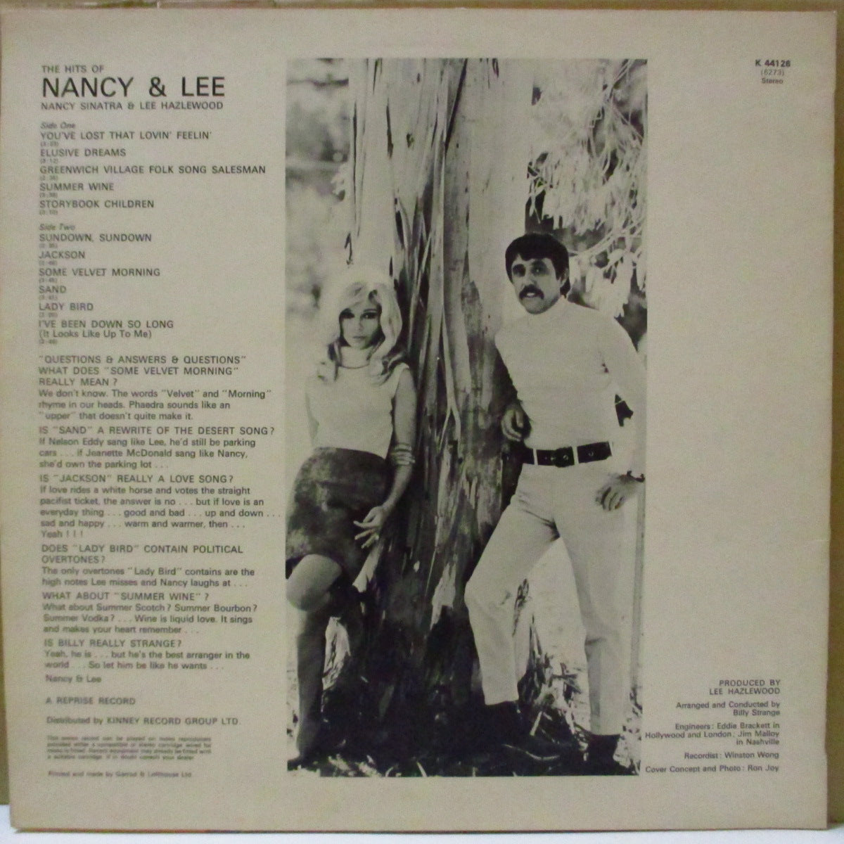 NANCY SINATRA & LEE HAZLEWOOD (ナンシー・シナトラ &  リー・ヘイズルウッド)  - Nancy & Lee (UK '71「ワーナーロゴ無しラベ」再発ステレオ LP) '68年共演名義1作目