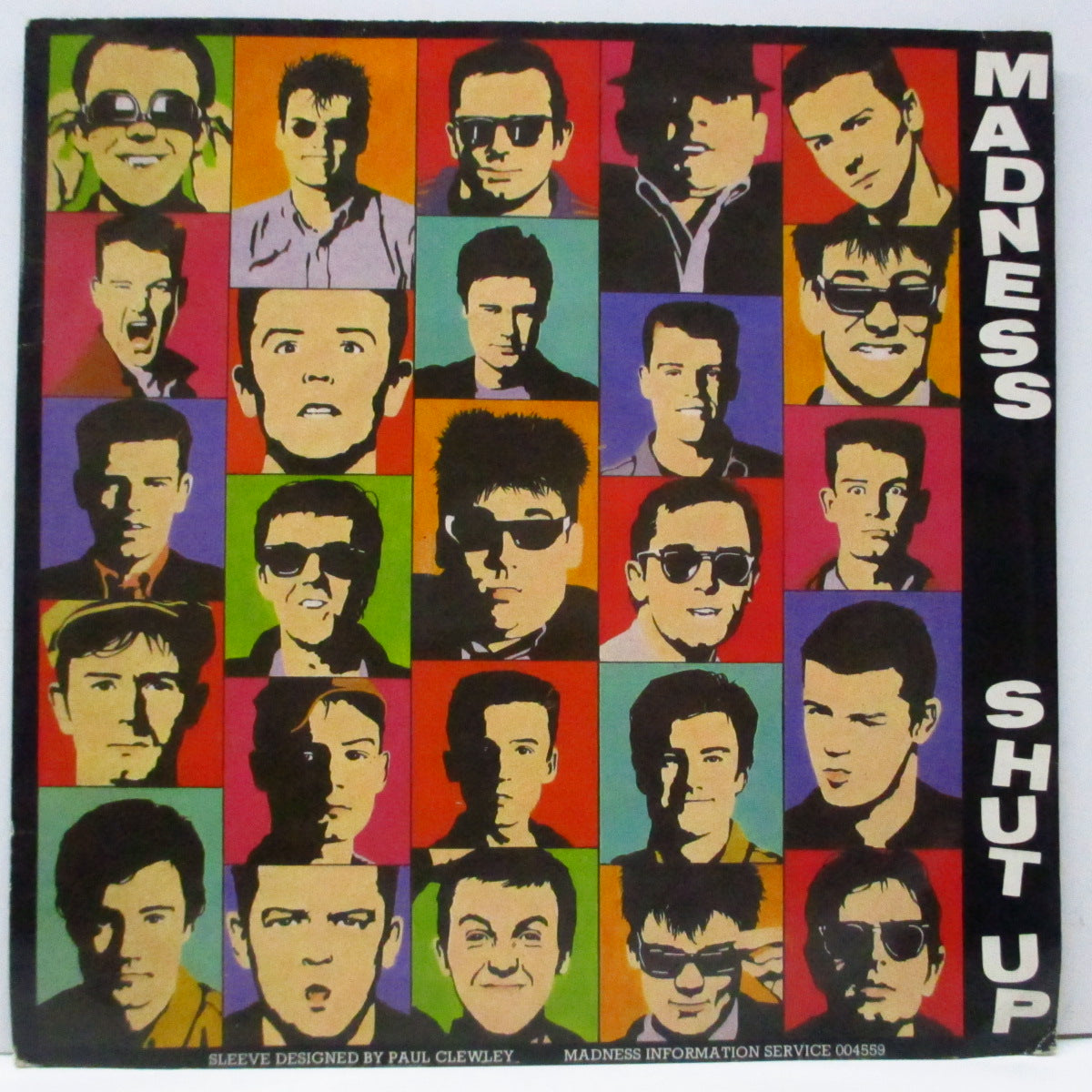 MADNESS (マッドネス)  - Shut Up (UK オリジナル「フラットセンター」7"/光沢固紙折り返ジャケ) 表ジャケ下部にスリーブデザインのクレジット有 Ver.