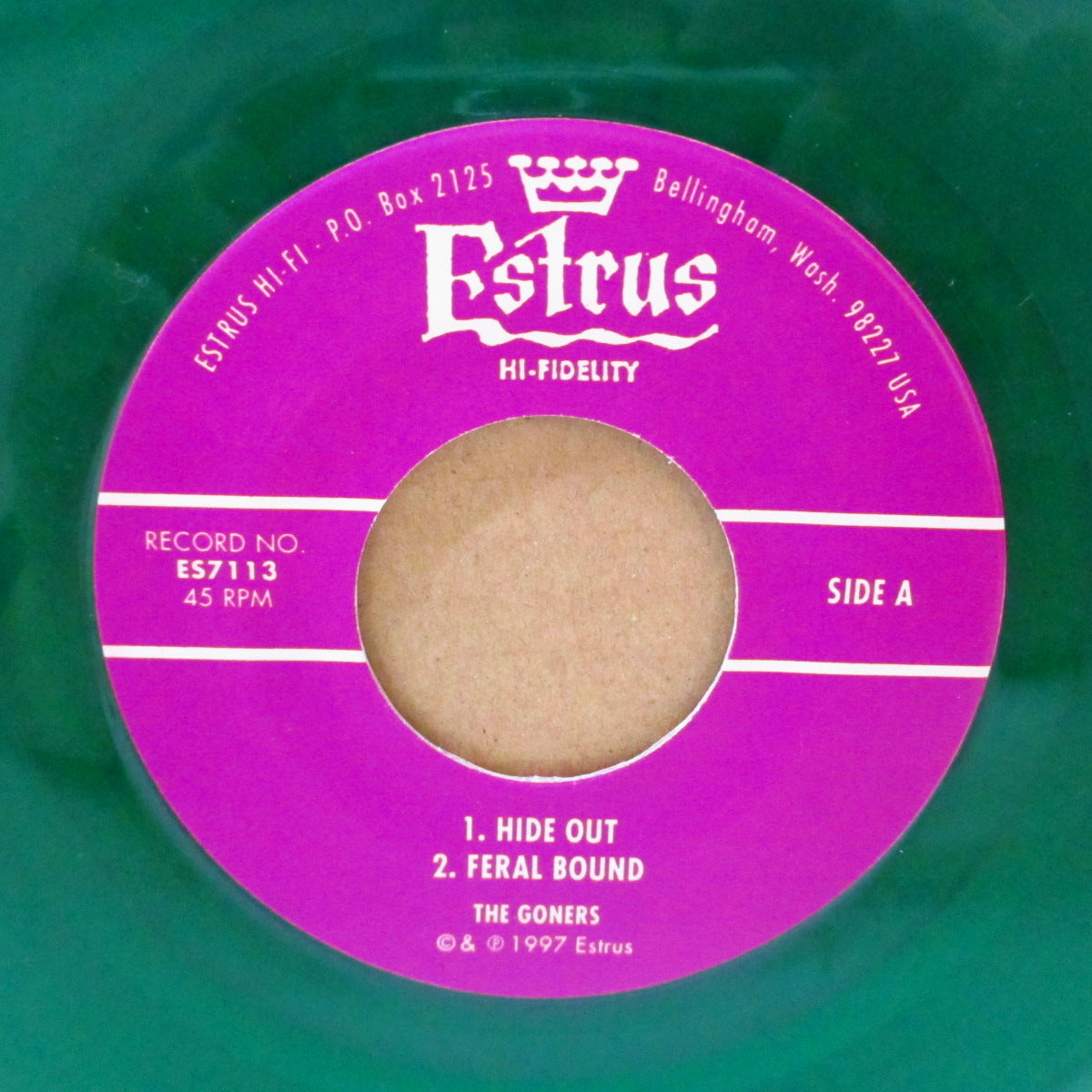 GONERS, THE (ザ・ゴーナーズ)  - Hide Out +2 (US '97 限定3曲入り「クリア緑盤」 7インチ/光沢固紙ジャケ)