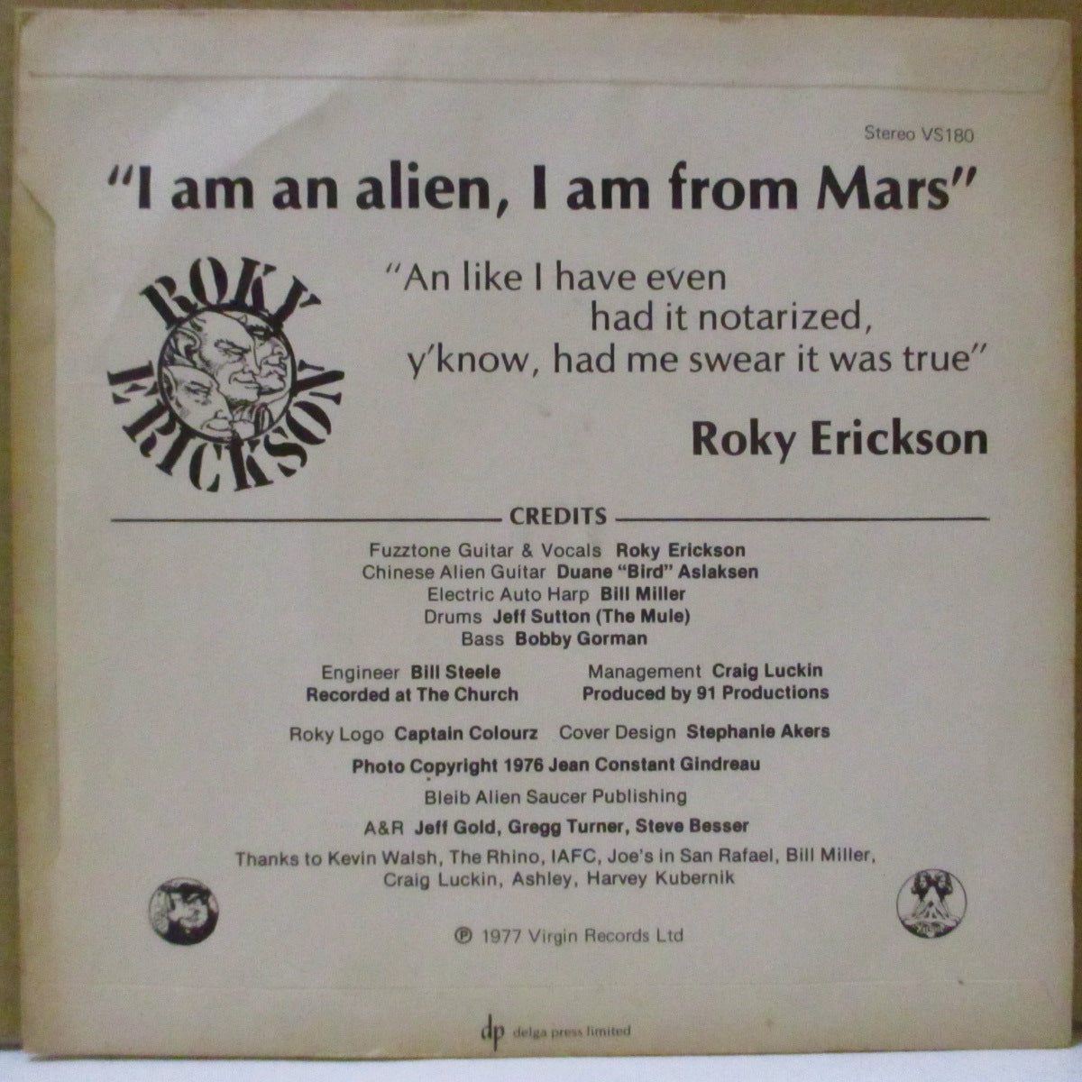 ROKY ERICKSON (ロッキー・エリクソン)  - Bermuda (UK '77 オリジナル 7インチ+マットソフト紙ジャケ)