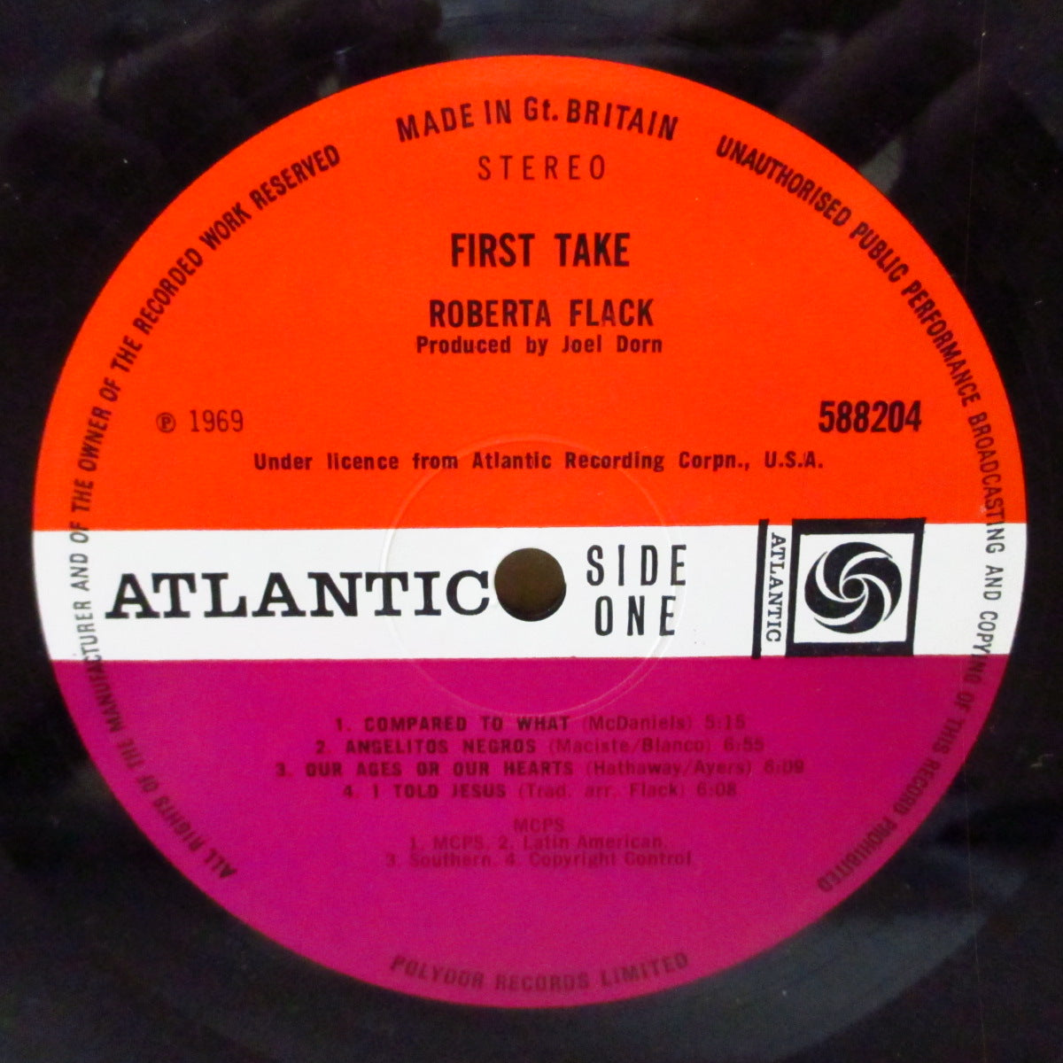 ROBERTA FLACK (ロバータ・フラック)  - First Take (UK '69 初回オリジナル「オレンジ&プラム・ラベ」ステレオ LP/表面コーティング・ジャケ) 美品！