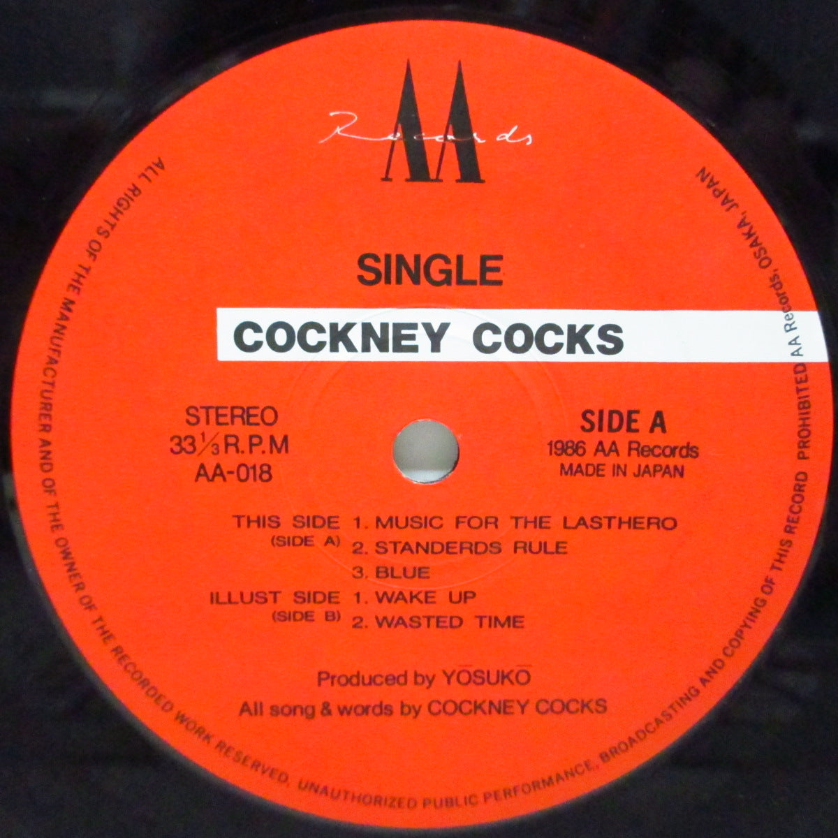 COCKNEY COCKS (コックニー・コックス)  - Single (Japan オリジナル 7"+光沢ソフト紙ジャケ) 京都 Oi!パンク1st EP !