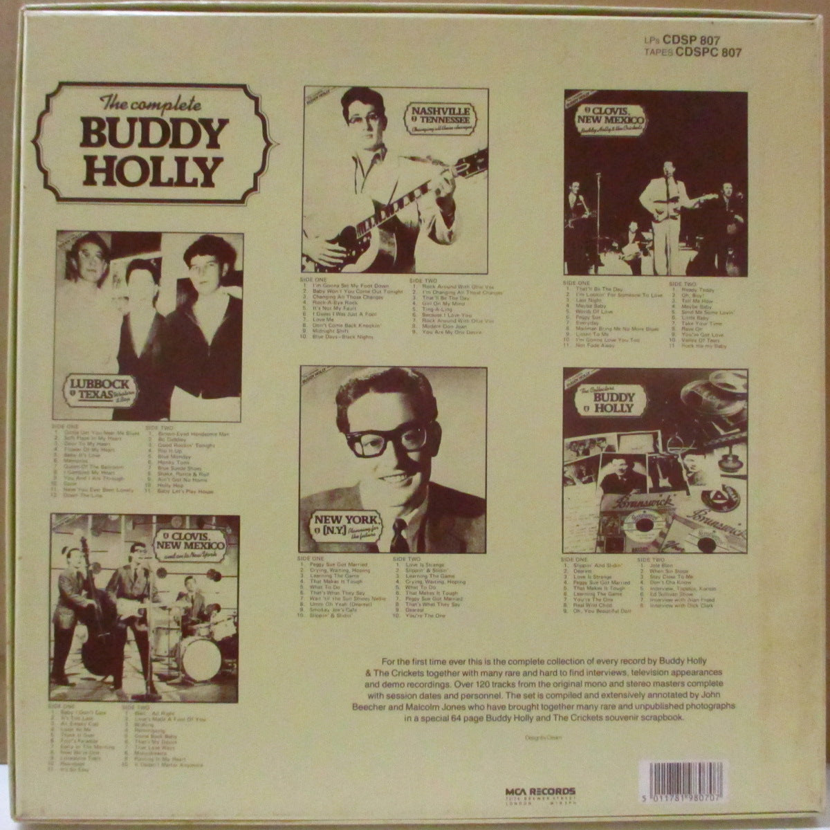 BUDDY HOLLY (バディ・ホリー)  - The Complete Buddy Holly (UK '86 再発 LPx6枚組ボックスセット+64頁ブックレット) コレクタブル音源満載！