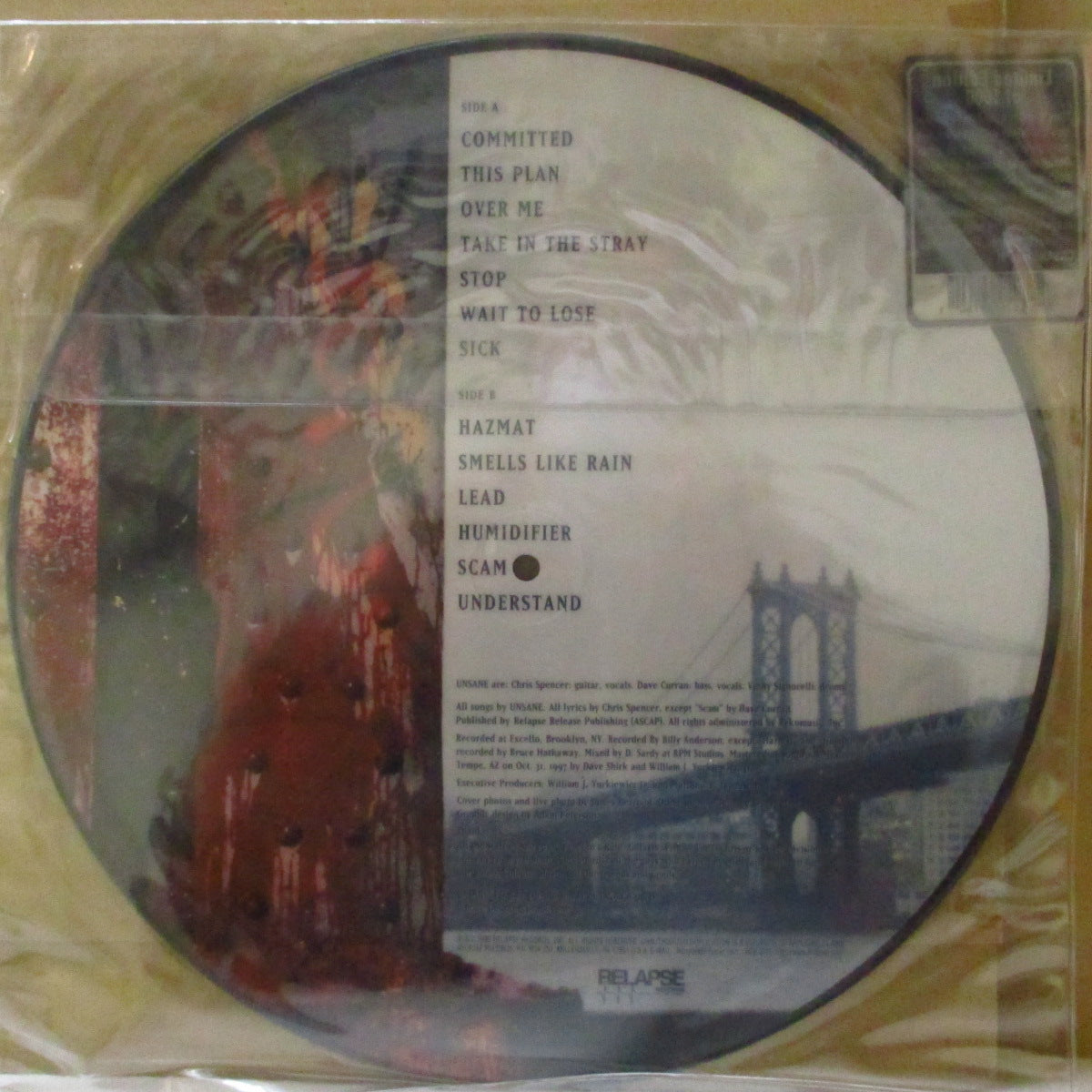 UNSANE (アンセイン)  - Occupational Hazard (US 1,000枚限定「ピクチャー」 LP+レアステッカー付きPVC) '98年4thアルバム