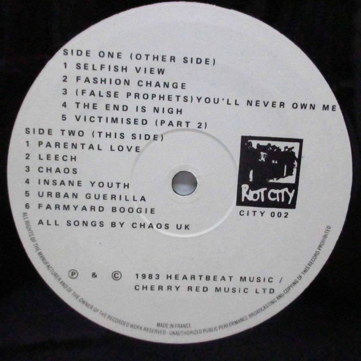 CHAOS U.K. (カオス U.K.)  - Chaos U.K. LP [1st] (UK オリジナル LP/両面コーティングジャケ) '83年ファースト！